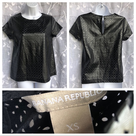 Banana Republic• Faux Leather Eyelet Black - Picture 2 of 7